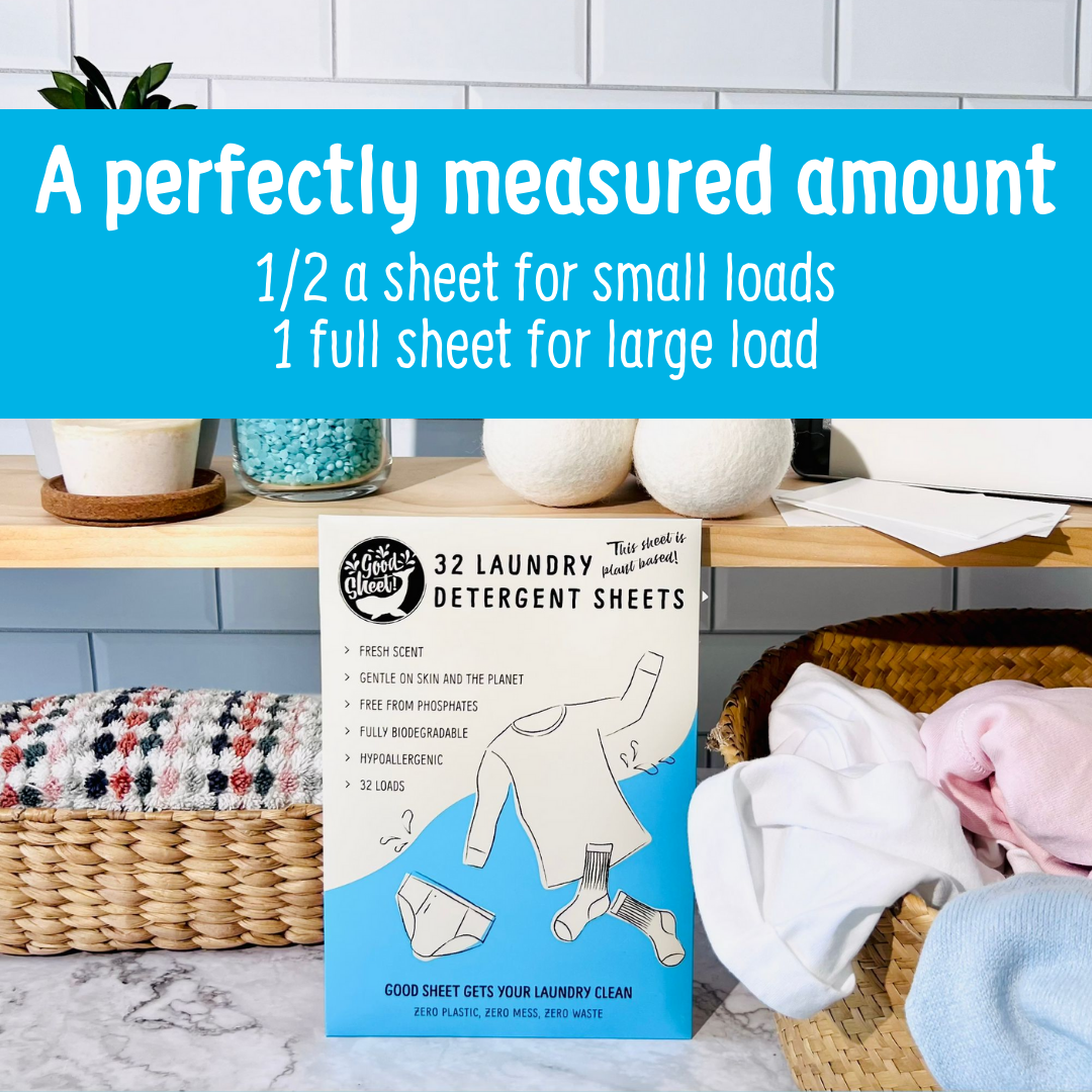 32 Laundry Detergent Sheets Fresh Scent Measured Amount