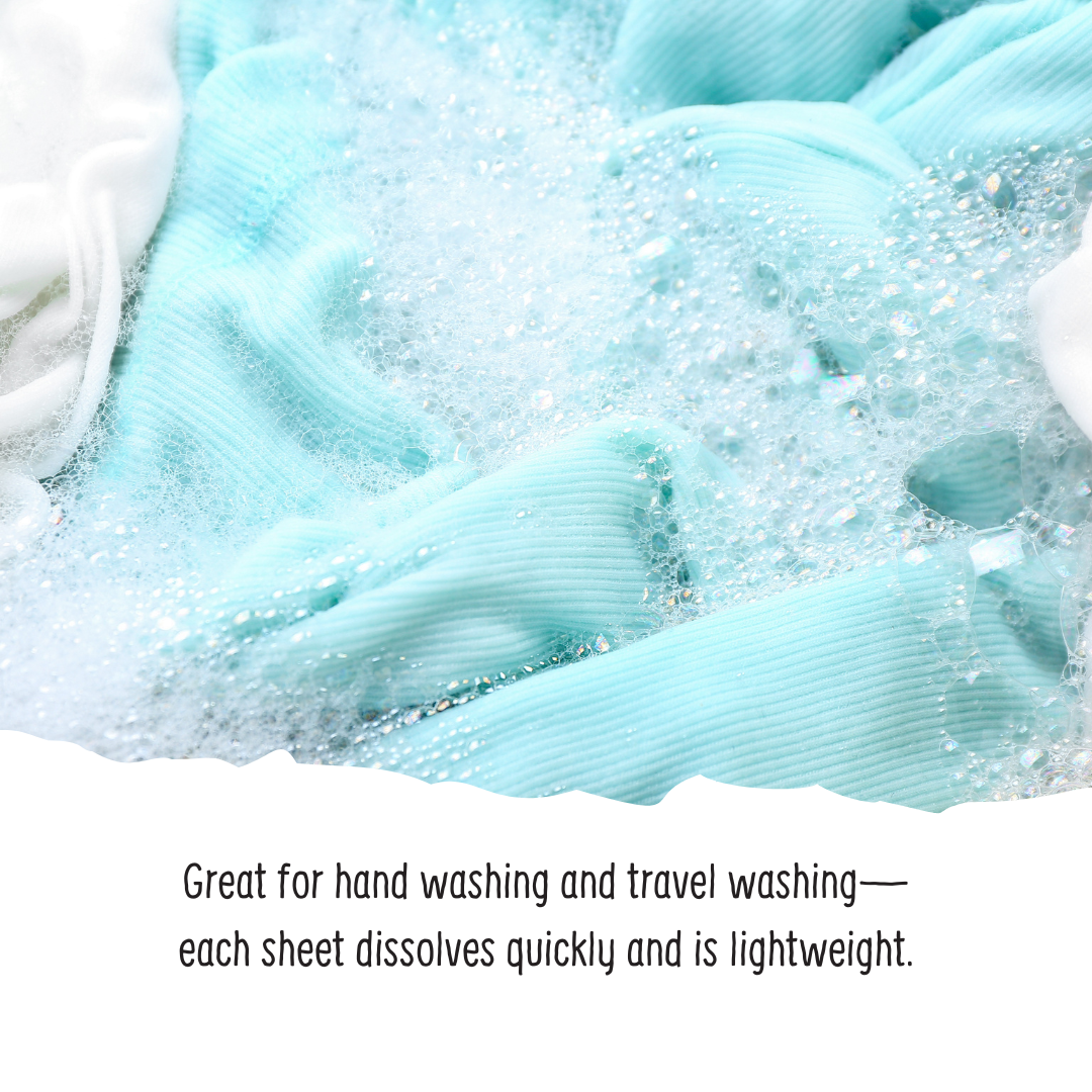 32 Laundry Detergent Sheets Fragrance Free for Hand Washing and Travel Washing