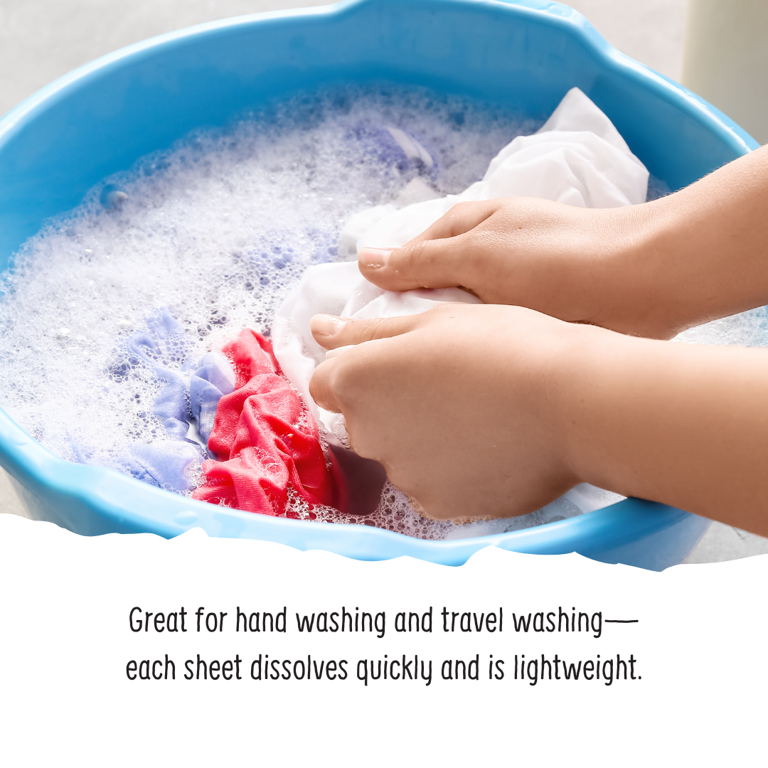 64 Laundry Detergent Sheets Fragrance Free Hand Washing and Travel Washing