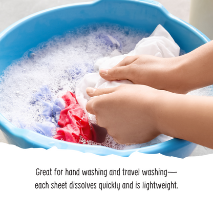 64 and 32 Laundry Detergent Sheets Fragrance Free Value Option with 96 Sheets Hand Washing and Travel Washing